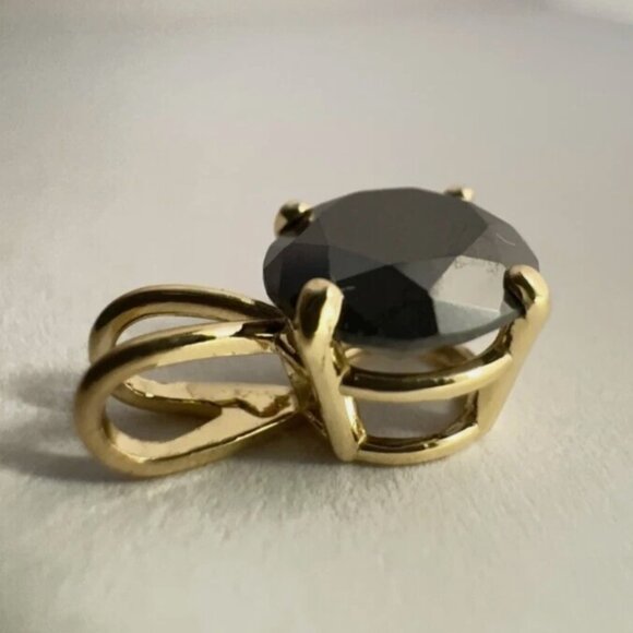 2.75ct Natural Black Diamond Pendant • 14K Yellow Gold (Chain Not Included) - Picture 4 of 15
